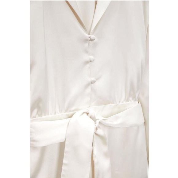 🤍 ZARA Oyster White Belted Satin Effect Crepe Jumpsuit sz XL - Picture 3 of 5